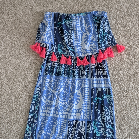 Blue and Pink Lilly Pulitzer Strapless Dress - Picture 2 of 4